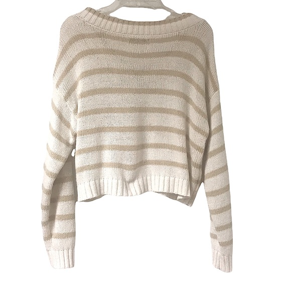 American Eagle V-Neck Striped Crop Sweater Sz Sm - Picture 4 of 6